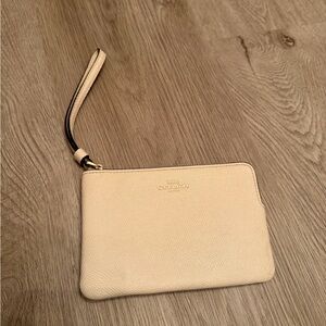 Coach Beige Wristlet with Gold Accents